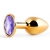 Золотистая анальная пробка с фиолетовым стразом - 7,2 см. - Anal Jewelry Plug - купить с доставкой в Нижнекамске