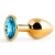 Золотистая анальная пробка с голубым стразом - 7,2 см. - Anal Jewelry Plug - купить с доставкой в Нижнекамске