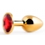Золотистая анальная пробка с красным стразом - 7,2 см. - Anal Jewelry Plug - купить с доставкой в Нижнекамске