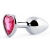 Серебристая анальная пробка с розовым кристаллом-сердечком - 7 см. - Anal Jewelry Plug - купить с доставкой в Нижнекамске