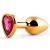 Золотистая анальная пробка с малиновым кристаллом-сердечком - 7 см. - Anal Jewelry Plug - купить с доставкой в Нижнекамске