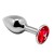 Серебристая анальная втулка Mini Metal Butt Plug Size M с красным кристаллом - Adrien Lastic