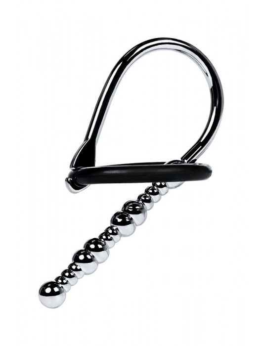 Серебристый уретральный плаг-бусины TOYFA Metal с мягким фиксириющим кольцом - ToyFa - купить с доставкой в Нижнекамске