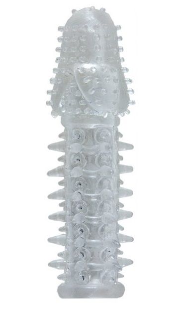 Прозрачная насадка с шишечками и шипами - 13,5 см. - Toyfa Basic - в Нижнекамске купить с доставкой
