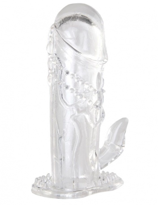 Прозрачная гелевая насадка с клиторальным отростком - 13 см. - Toyfa Basic - в Нижнекамске купить с доставкой