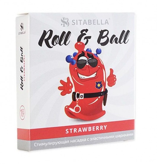 Стимулирующий презерватив-насадка Roll   Ball Strawberry - Sitabella - купить с доставкой в Нижнекамске