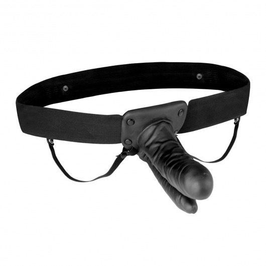 Полый страпон с двумя отростками и вибрацией Unisex Vibrating Hollow Strap-On Double Penetrating Dildo - 17,8 см. - Lux Fetish - купить с доставкой в Нижнекамске