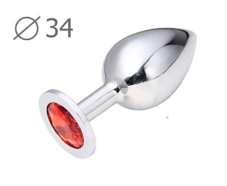 Коническая серебристая анальная втулка с красным кристаллом - 8,2 см. - Anal Jewelry Plug - купить с доставкой в Нижнекамске