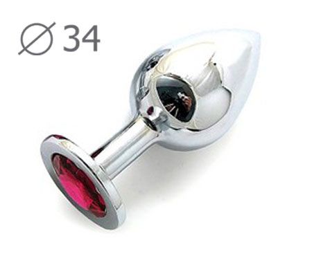 Коническая серебристая анальная втулка с малиновым кристаллом - 8,2 см. - Anal Jewelry Plug - купить с доставкой в Нижнекамске