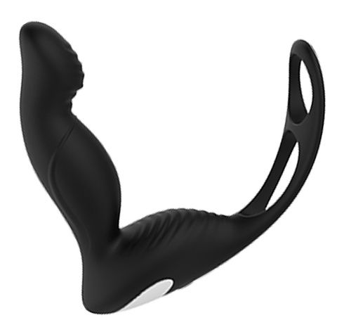 Черный вибромассажер простаты P-PLEASER W ERECTION ENHANCE - Dream Toys - в Нижнекамске купить с доставкой
