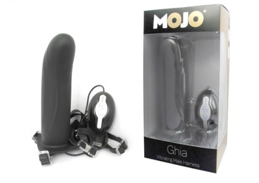 Черный страпон с вибратором Mojo Ghia - Seven Creations - купить с доставкой в Нижнекамске