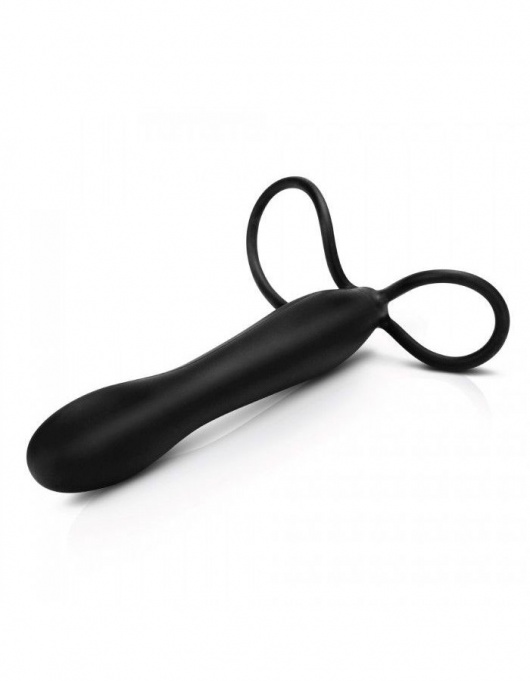 Черная насадка на пенис для двойной стимуляции Mojo BlackJack - 15 см. - Seven Creations - в Нижнекамске купить с доставкой