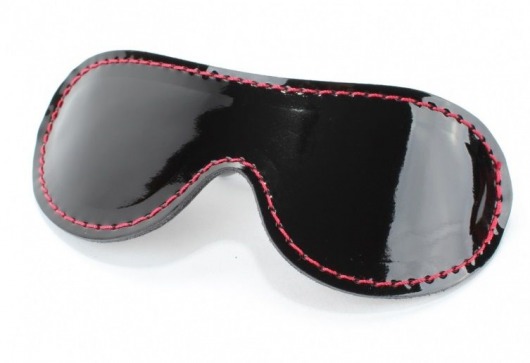 Чёрная перфорированная маска из кожи с красной строчкой - БДСМ Арсенал - купить с доставкой в Нижнекамске