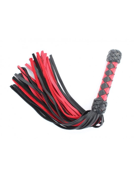 Черно-красная клеть с плетеной ручкой с ромбовидным узором - 45 см. - БДСМ Арсенал - купить с доставкой в Нижнекамске