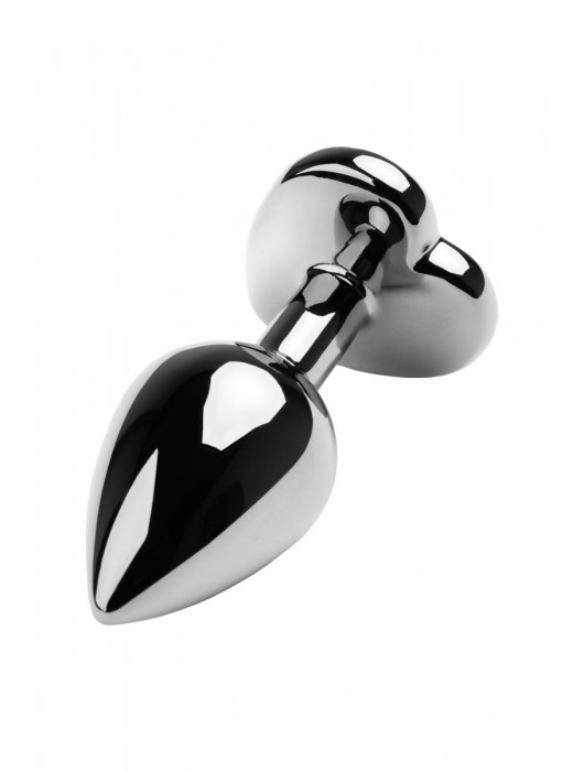 Серебристая коническая анальная пробка с красным кристаллом-сердечком - 7 см. - ToyFa - купить с доставкой в Нижнекамске