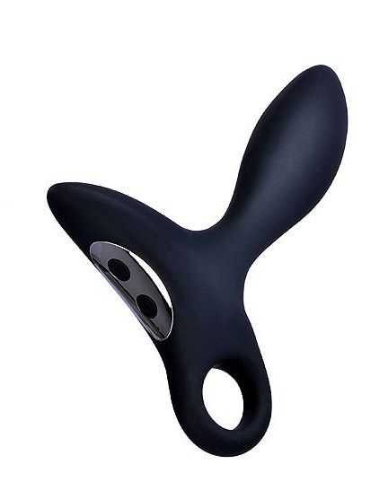 Черный силиконовый анальный вибромассажер Erokey с колечком-ограничителем - Erokay - в Нижнекамске купить с доставкой