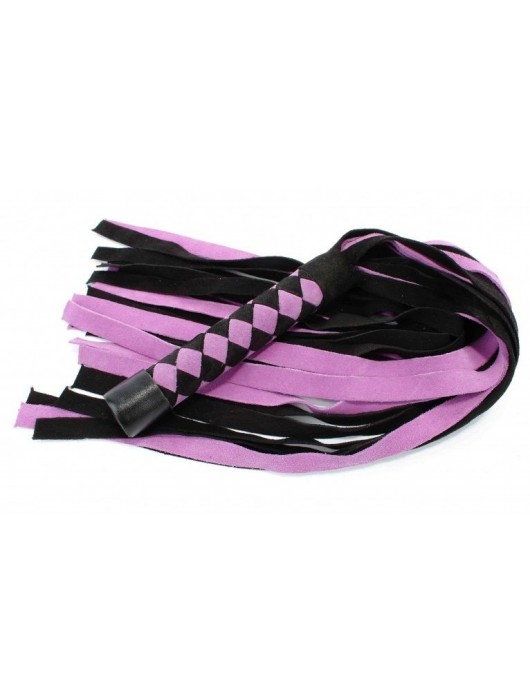 Черно-розовая плеть из замши - 58 см. - БДСМ Арсенал - купить с доставкой в Нижнекамске