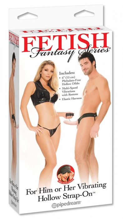 Полый страпон унисекс телесного цвета с вибрацией For Him or Her ​Vibrating Hollow Strap-On - 15 см. - Pipedream - купить с доставкой в Нижнекамске