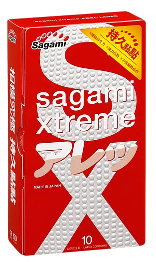 Утолщенные презервативы Sagami Xtreme Feel Long с точками - 10 шт. - Sagami - купить с доставкой в Нижнекамске