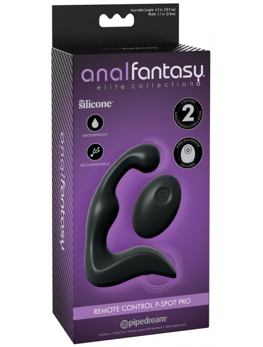 Черный вибромассажер простаты с пультом ДУ Control P-Spot Pro - Pipedream - в Нижнекамске купить с доставкой