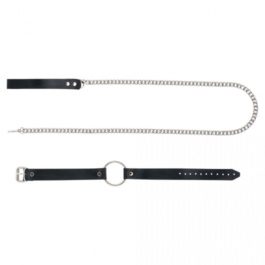 Черный поводок и чокер с кольцом Rada - Rebelts - купить с доставкой в Нижнекамске