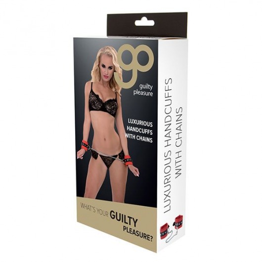 Красно-чёрные наручники на металлической цепочке - Blush Novelties - купить с доставкой в Нижнекамске