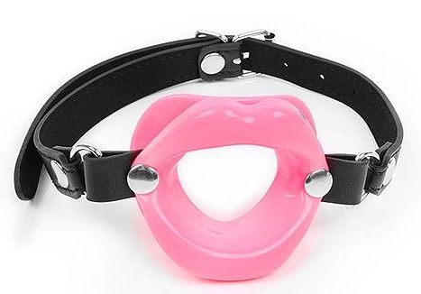 Розовый кляп-губки на черном ремешке - Notabu - купить с доставкой в Нижнекамске