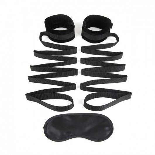 Чёрные манжеты для фиксации на кровати Bondage Bed Strap - Lux Fetish - купить с доставкой в Нижнекамске