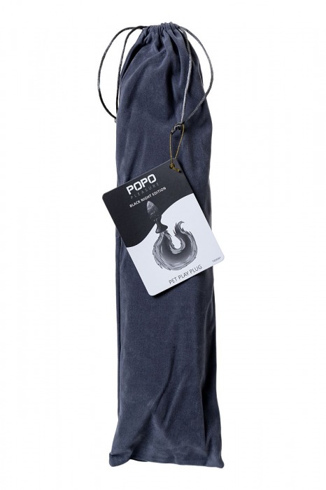 Черная анальная втулка с хвостом чернобурой лисы - размер М - POPO Pleasure