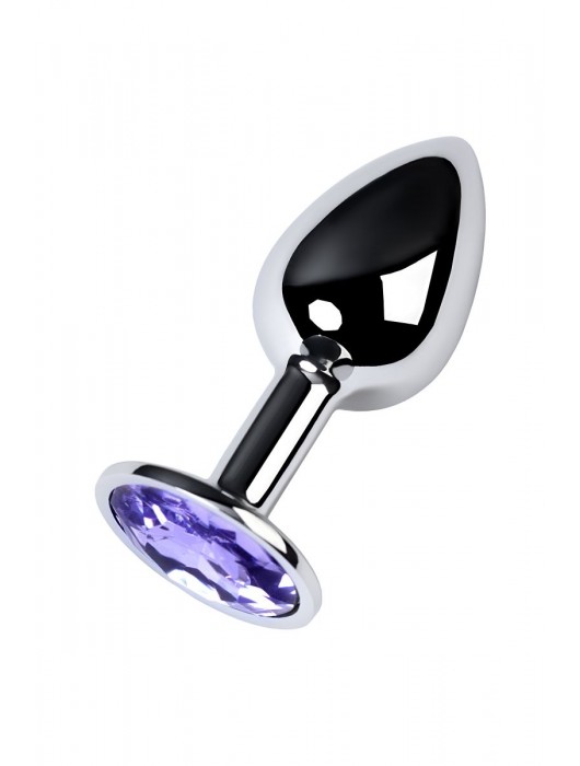 Серебристая конусовидная анальная пробка с фиолетовым кристаллом - 7 см. - ToyFa - купить с доставкой в Нижнекамске