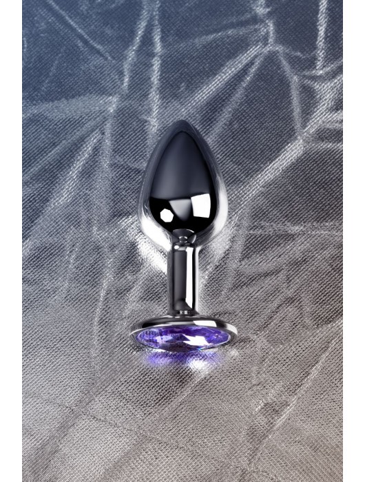 Серебристая конусовидная анальная пробка с фиолетовым кристаллом - 7 см. - ToyFa - купить с доставкой в Нижнекамске