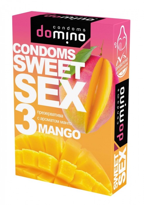 Презервативы для орального секса DOMINO Sweet Sex с ароматом манго - 3 шт. - Domino - купить с доставкой в Нижнекамске