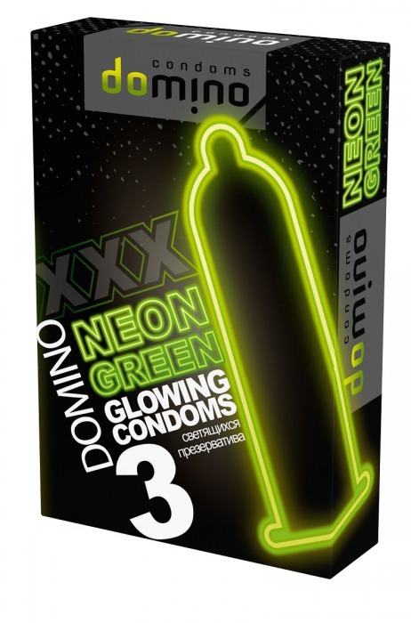 Презервативы DOMINO Neon Green со светящимся в темноте кончиком - 3 шт. - Domino - купить с доставкой в Нижнекамске