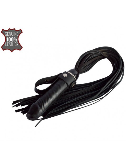 Черная плеть  Ковбой  с ручкой-фаллосом - 55 см. - Sitabella - купить с доставкой в Нижнекамске