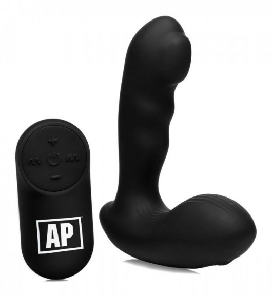 Черный стимулятор простаты Alpha-Pro 7X P-Milker Silicone Prostate Stimulator with Milking Bead - XR Brands - в Нижнекамске купить с доставкой