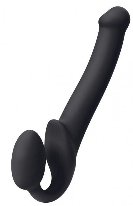 Черный безремневой страпон Silicone Bendable Strap-On M - Strap-on-me - купить с доставкой в Нижнекамске