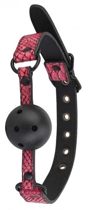 Черно-розовый кляп-шарик с отверстиями BALL GAG - Dream Toys - купить с доставкой в Нижнекамске