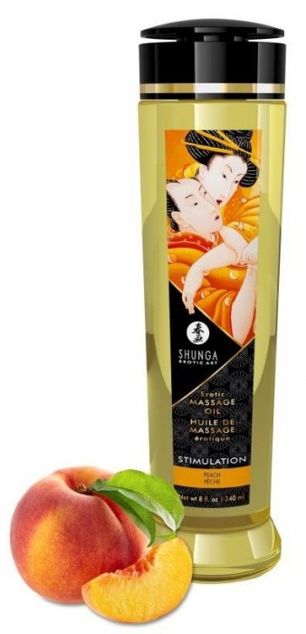 Массажное масло для тела с ароматом персика Stimulation - 240 мл. - Shunga - купить с доставкой в Нижнекамске