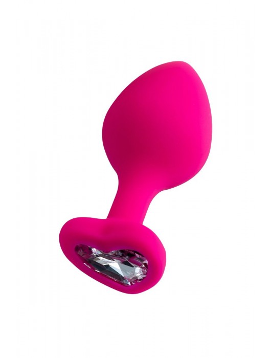 Розовая анальная втулка Diamond Heart с прозрачным кристаллом - 8 см. - ToyFa - купить с доставкой в Нижнекамске