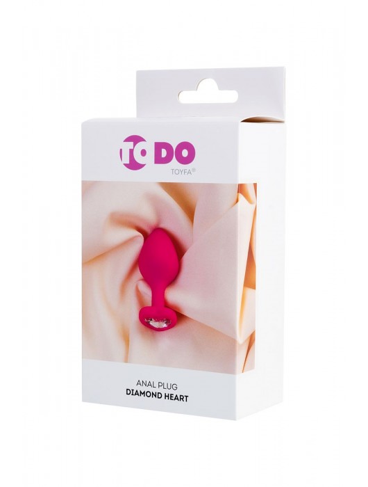 Розовая анальная втулка Diamond Heart с прозрачным кристаллом - 8 см. - ToyFa - купить с доставкой в Нижнекамске