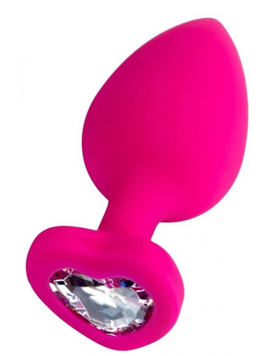 Розовая анальная втулка Diamond Heart с прозрачным кристаллом - 9,5 см. - ToyFa - купить с доставкой в Нижнекамске