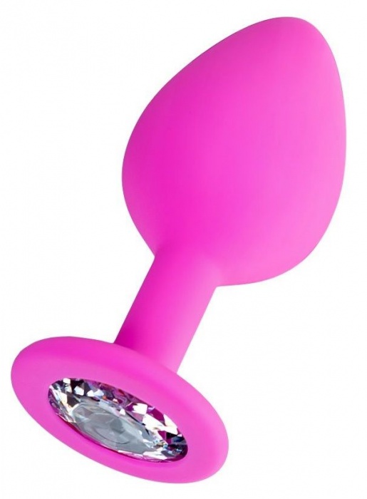 Розовая анальная втулка Brilliant с прозрачным кристаллом - 8 см. - ToyFa - купить с доставкой в Нижнекамске