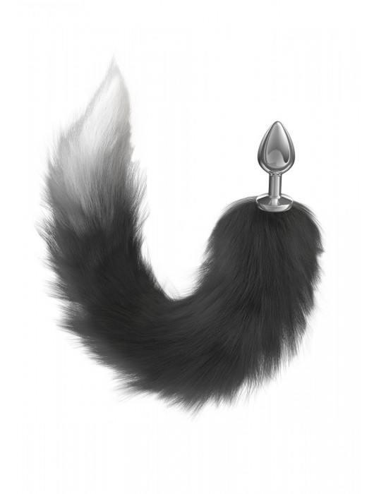 Серебристая анальная пробка с черным хвостом Galaxy - Lola Games - купить с доставкой в Нижнекамске