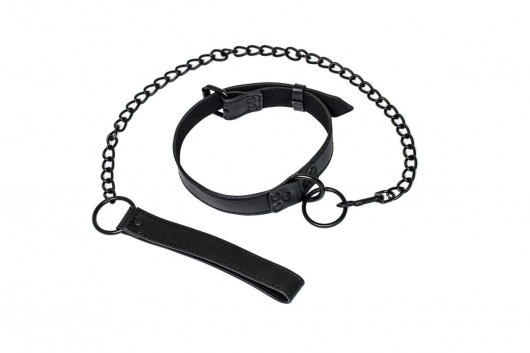 Черный ошейник Sin с поводком - Lola Games - купить с доставкой в Нижнекамске