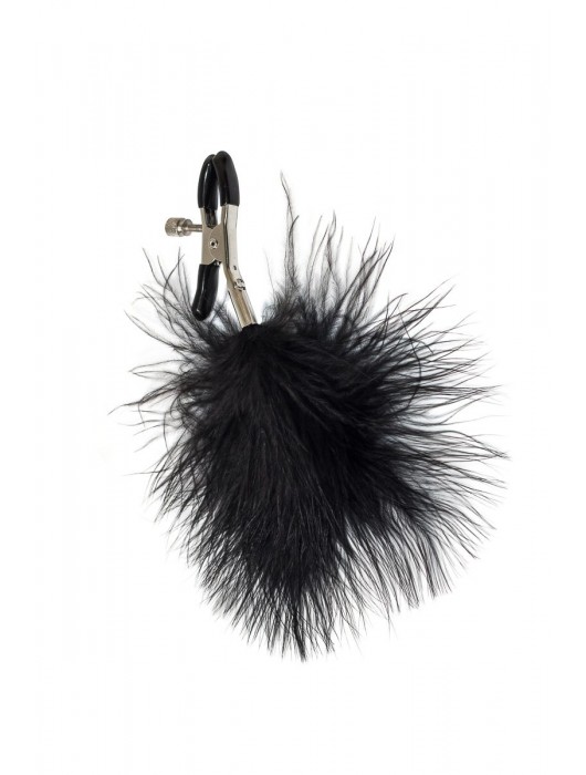 Зажимы на соски с черным пухом Euphoric - Lola Games - купить с доставкой в Нижнекамске