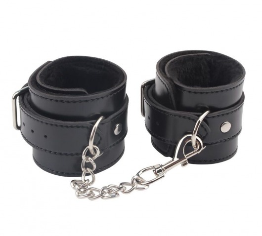 Черные оковы на ноги Obey Me Leather Ankle Cuffs - Chisa - купить с доставкой в Нижнекамске