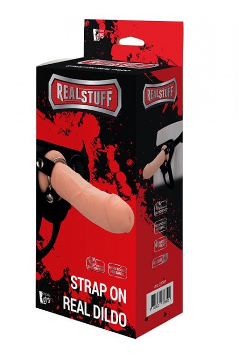 Черные трусики с телесной насадкой STRAP ON REAL DILDO - 21 см. - Dream Toys - купить с доставкой в Нижнекамске