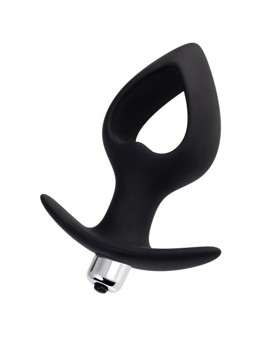 Черная вибровтулка с полой серединой в виде сердечка Cordis M - 14 см. - POPO Pleasure