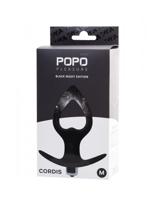 Черная вибровтулка с полой серединой в виде сердечка Cordis M - 14 см. - POPO Pleasure