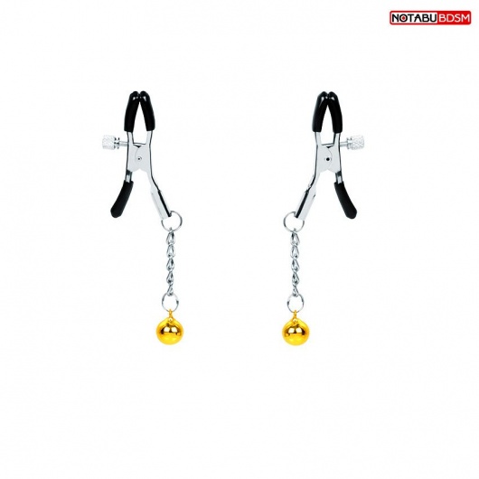 Оригинальные зажимы на соски с желтыми шариками - Notabu - купить с доставкой в Нижнекамске